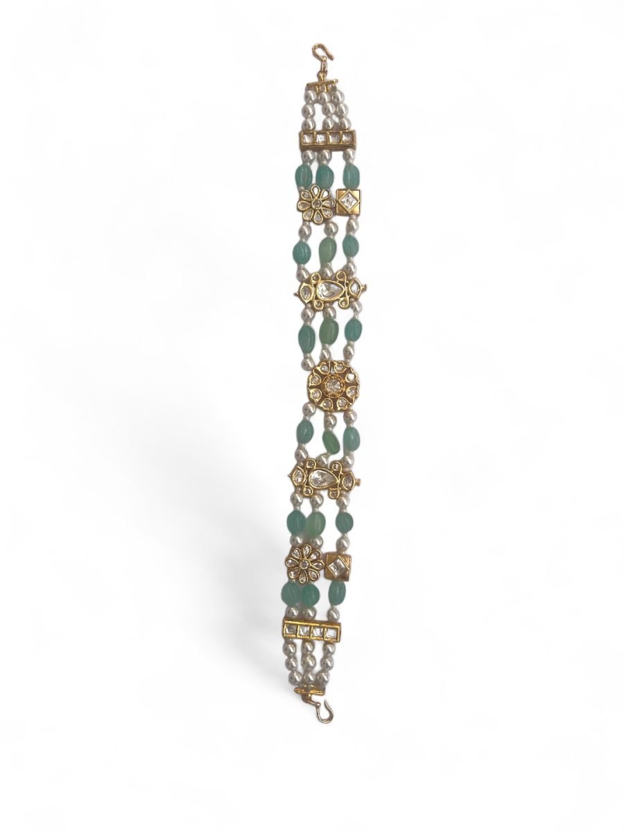 LE JULIAN BLUE GOLD PLATED KUNDAN STUDDED MATHAPATTI - Image 6