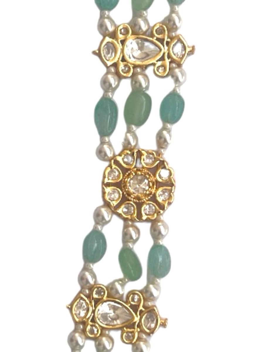 LE JULIAN BLUE GOLD PLATED KUNDAN STUDDED MATHAPATTI - Image 9