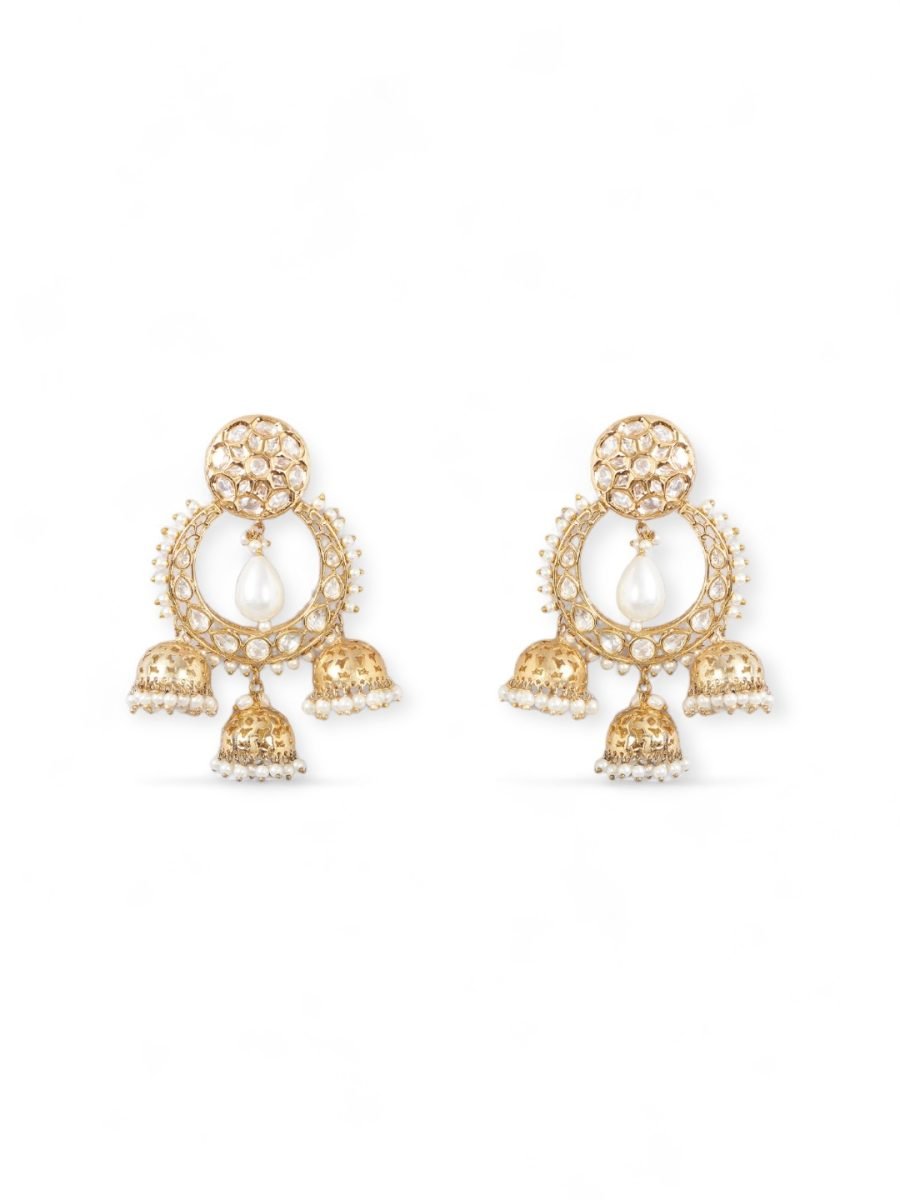 LE GILA PEARL & KUNDAN CHANDBALI EARRINGS - Image 3