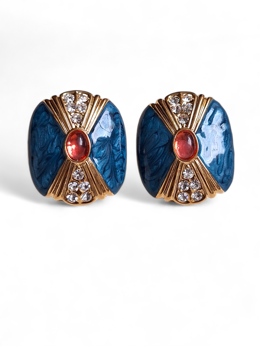 LE ANGELINA BLUE CONTEMPORARY SHAPED STUD EARRINGS - Image 4