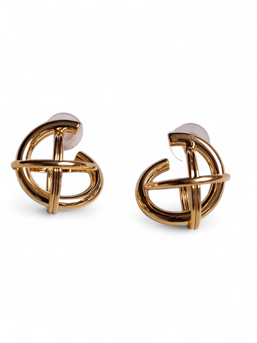 LE IZABELLA GOLD PLATED CONTEMPORARY SHAPED STUD EARRING - Image 3