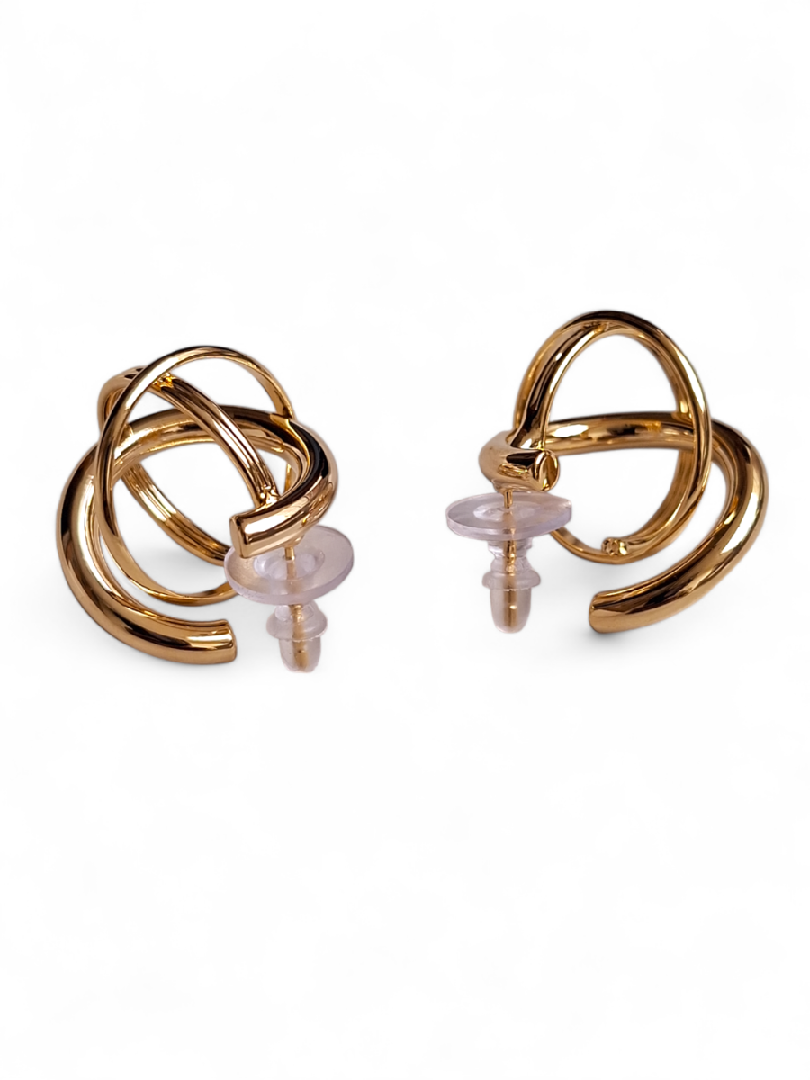 LE IZABELLA GOLD PLATED CONTEMPORARY SHAPED STUD EARRING - Image 4