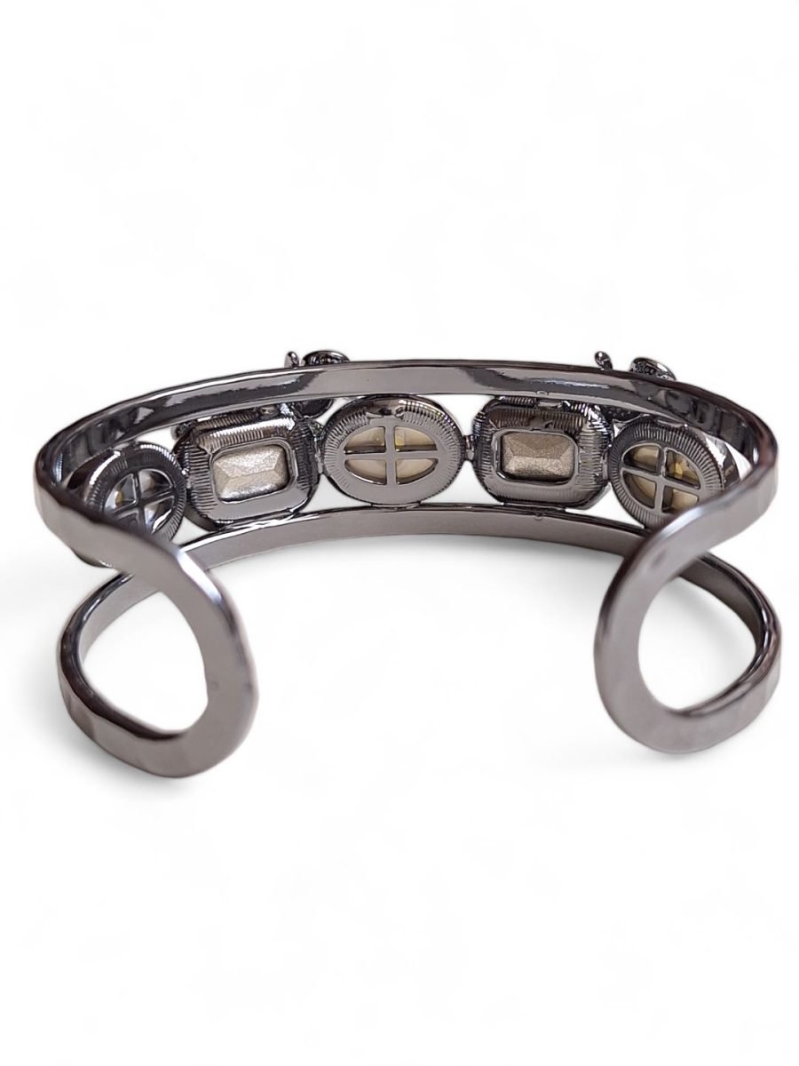 LE CONSTANZA SILVER PLATED AND WHITE STONE CUFF BRACELET - Image 5