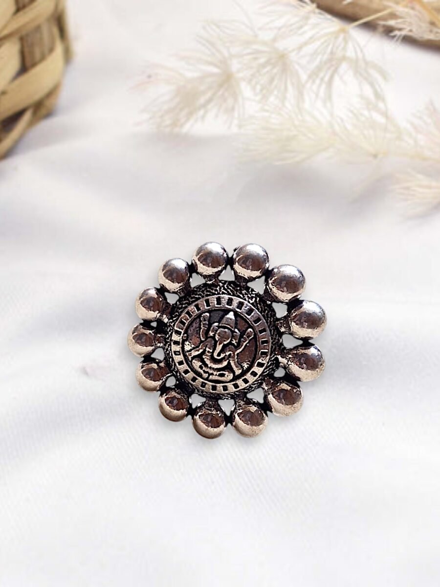 LE BHAMA SILVER-PLATED FLOWER SHAP ADJUSTABLE FINGER RINGS