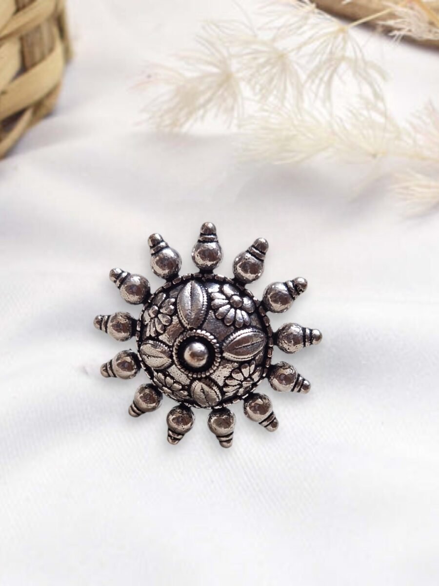 LE BHUMI SILVER-PLATED FLOWER SHAP ADJUSTABLE FINGER RINGS