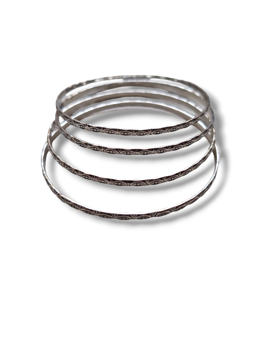 LE ATHULYA SET OF 4 SILVER PLATED OXIDIZED BANGLES - Image 3