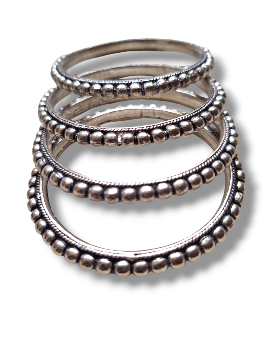 LE ANOMA SET OF 4 SILVER PLATED OXIDIZED BANGLES - Image 2