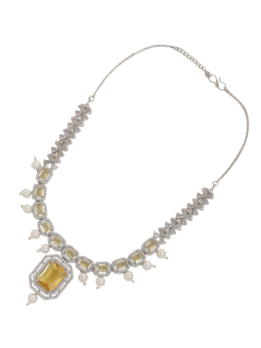 LE HAELYN WHITE-PLATED YELLOW AD-STUDDED JEWELLERY SET - Image 7