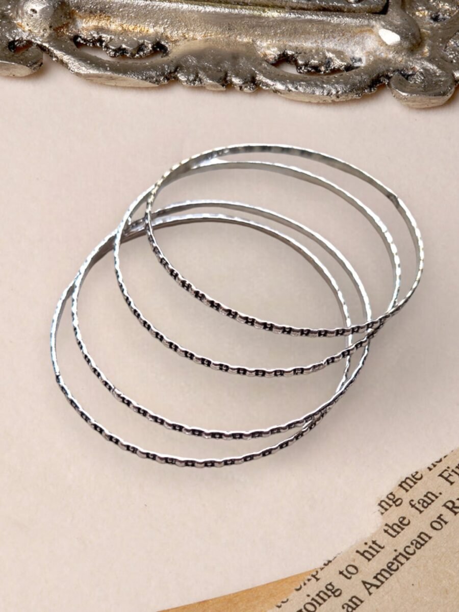 LE ASMI SET OF 4 SILVER PLATED OXIDIZED BANGLES