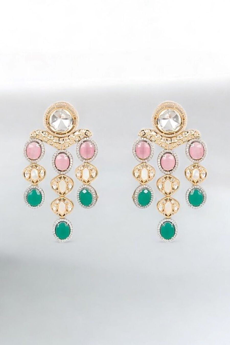 LE MILAN MULTI BEADS AND MOISSANITE STUDDED EARRINGS - Image 4