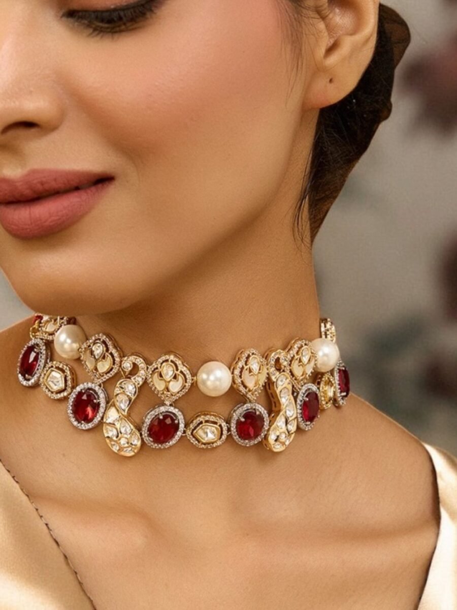 LE AZRA RED BEADS AND MOISSANITE NECKLACE - Image 4