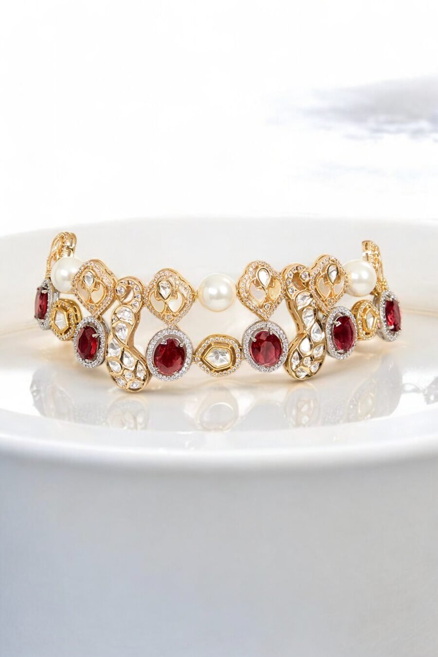 LE AZRA RED BEADS AND MOISSANITE NECKLACE - Image 5