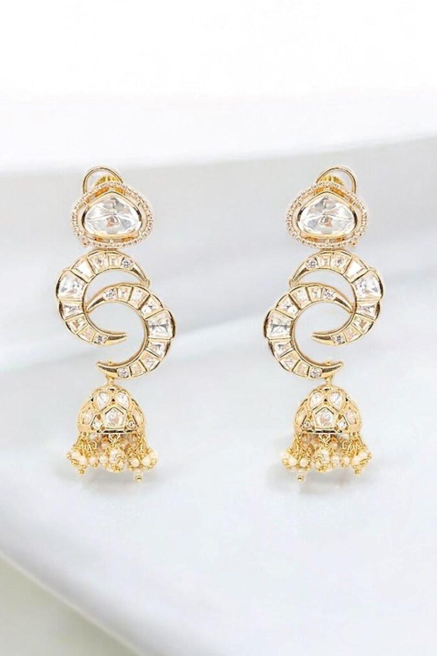 LE RAINE GOLD PLATED KUNDAN STUDDED EARRINGS - Image 4